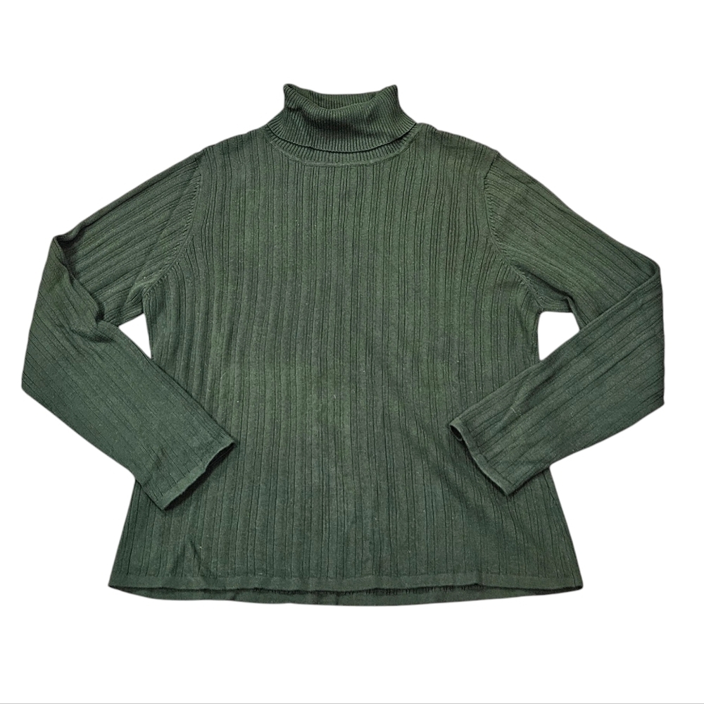 Wardrobe Essentials Green Turtleneck Cotton Sweater,NWOT